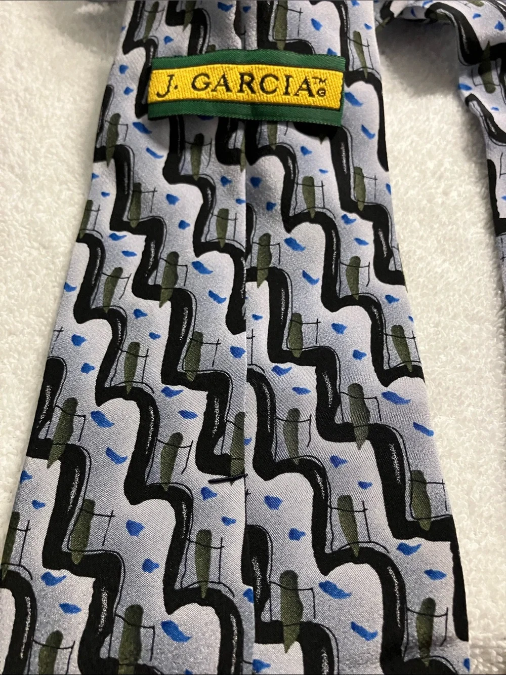J Garcia New York at Night Coll. 17 Gray Black Blue Silk Tie